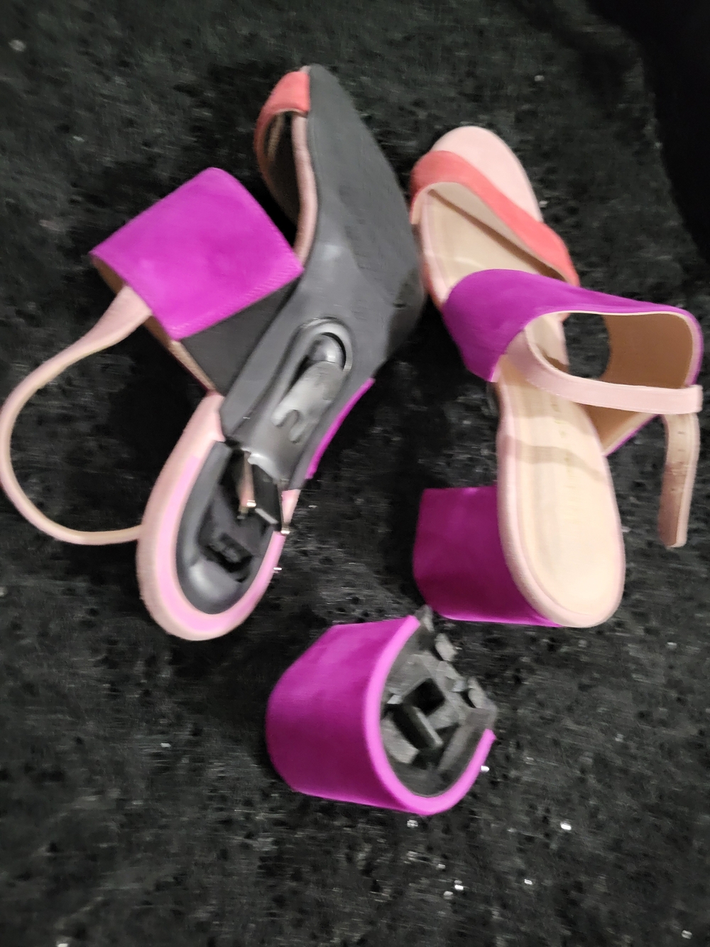 Mime et Moi....the Convertible Shoes Pink and Purple Block Heel Sandals